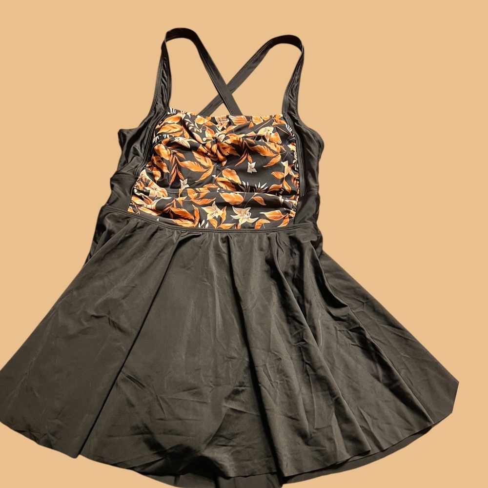 BloomChic Black Swimdress with Solid Black Fabric